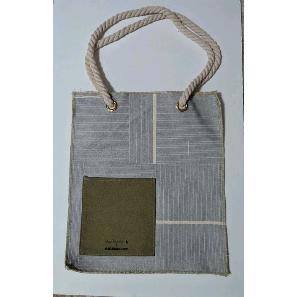 Wolf Gordon & MAE ENGELGEER  Tote Fabric Shopper  w/Rope Straps Beach Grey